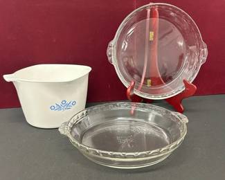 Vtg. Corning ware Cornflower Bowl 2 Pyrex Pie Plates