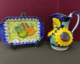 2 Handpainted Talavera Pottery Pieces