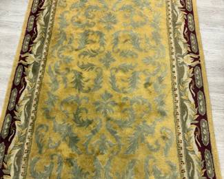 95 X 60 Rug In Mustard And Maroon