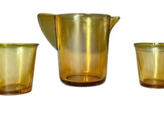 Federal Child Amber Pitcher and Tumblers 