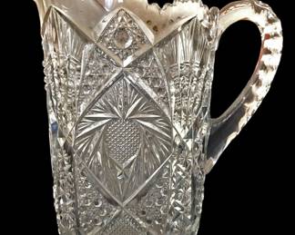 Vintage Crystal Etched Pitcher 