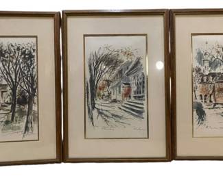 John Haymson 3 Framed Watercolor Prints 