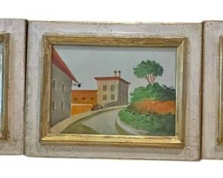 1960s Wood Framed Oil Paintings from Italy 
