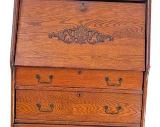 Antique Tiger Oak Secretary Desk 