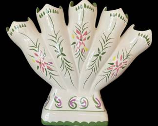 Vintage 5 Finger Ceramic Bud Flower Vase 