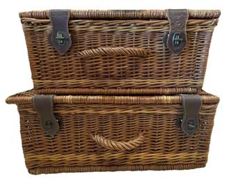 2 Wicker Baskets full of Sewing Supplies 