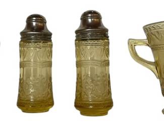 Amber CreamSugar bowlSalt  Pepper Shaker 