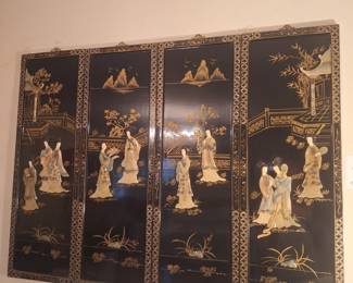 * Vintage Japanese Mother of Pearl Lacquer Wall Plaques (8 Total).