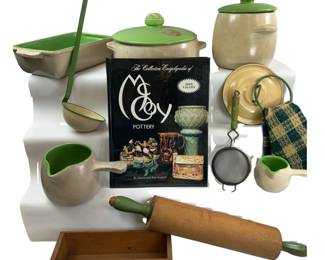 Vintage 1940s McCoy Stoneware Green Bean Crock Handled Gravy Loaf Pan & More