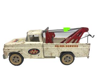 Tonka AA Wrecker Truck Towing White Pressed Steel Toy