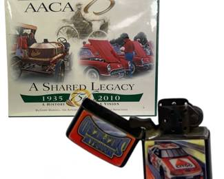 ZIPPO Lighter NASCAR Morgan Shepherd + Antique Automobile Club Sealed Book
