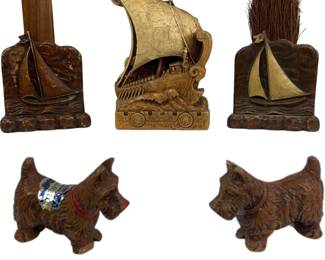 Vintage Antique Boot Brush Holders Sailing Boats Vikings Composite Material