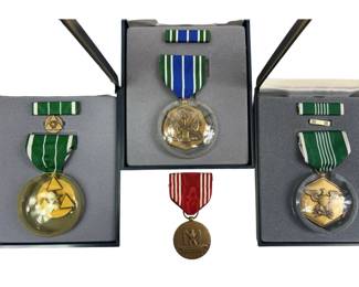 Military Medals US Army Commendation + Civilian Service + Achievement Cases & Conduct
