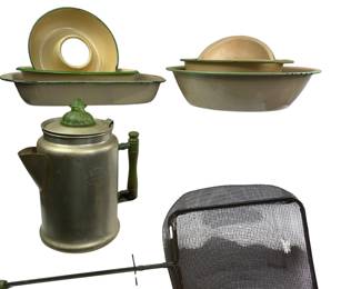 Green Handle Coffee Uranium Glass Lid Enamelware Basin Bowls Bundt Pan Corner Strainer