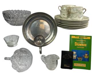 Dishes Cut Glass Bowls MCM Chips & Dip Set