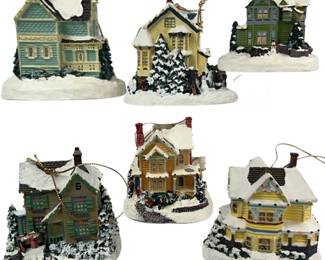 Thomas Kinkade 6 Winter Memories Bradford Exchange Christmas Ornaments Houses