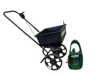Lawn Seeder Fertilizer Feeder Cart + SCOTTS Handheld
