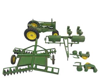 ERTL John Deere Model A Tractor + Disc & Planting Implements Toy Toy Untested
