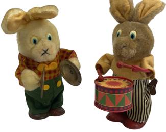 Vintage Mechanical Toys Yesterdays Favorites RUSS Drum Cymbals Bunny Wind & Work