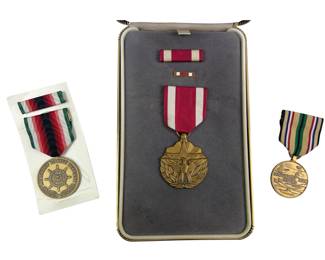 Military Medals US Army Vietnam Era Meritorious Service Case + Merchant Marine & SW Asia