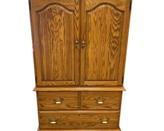 5 FT Oak Armoire Wardrobe Entertainment Center 2 Drawers Jamestown Sterling