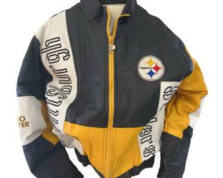 NFL Pittsburgh Steelers Embroidered Leather Jacket XL Pro Player