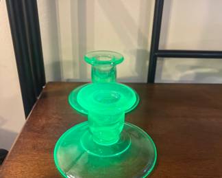 Vintage  Uranium Depression Glass candle holders