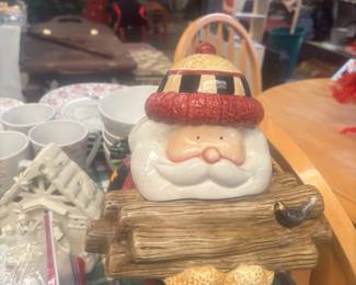 Lumber Jack Santa cookie jar 