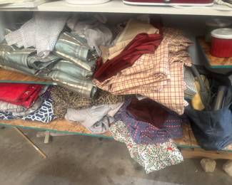 Curtains and plastic tablecloths 