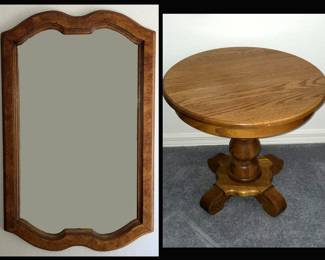 Hall Mirror that Matches the Little 2 Drawer Chest int the previous photo and Very Nice Solid Wood Small Table