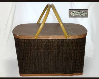 Hawkeye by Burlington Vintage Picnic Basket with Original Wooden Tray