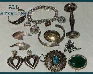 Sterling Jewelry, Sterling Baby's Rattle and Vintage Pcs