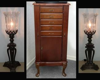 Pair of Lamps and Jewelry Case