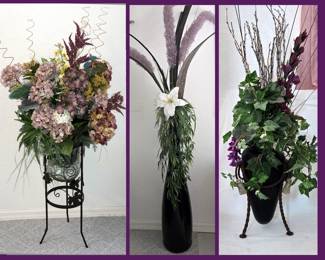 Tall Vases with Beautiful Silk Arrangements