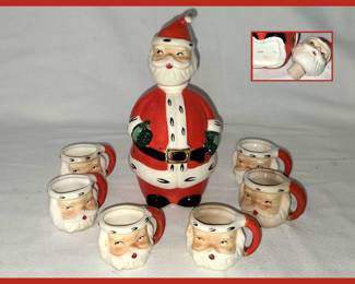 Vintage Santa Decanter and Cups Number 1383