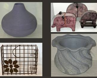 Flute Chicago Corrugated Cardboard Vase, Family of Elephants, Metal Hanging Basket and Lightweight Planter