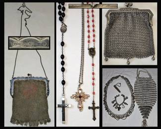 Antique Mesh Bags; Whiting and Davis and the other German Mesh Bag is Dated 1917