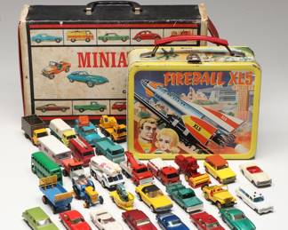Lesney Toy Cars with Case and Thermos Fireball XL5 Lunch Box