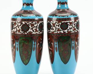 Japanese Style Cloisonné Vase Pair