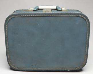 Stratomaster Blue Leather Small Suitcase, Mid-20th Century