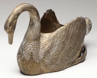 Etched Brass Swan Planter