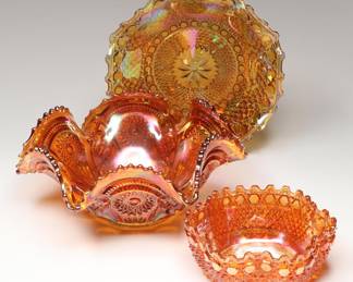 Carnival Glass Ruffle Edge Bowls
