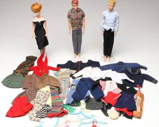 Mattel Barbie, Ken, and Allan Dolls with Accessories, 1960s