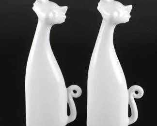 Mid Century Modern Porcelain Cat Pair