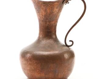 Artist Signed Hammered Copper Pitcher