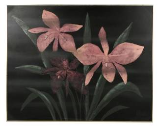 Lee Reynolds Vanguard Studios Large-Scale Acrylic Painting of Pink Orchids