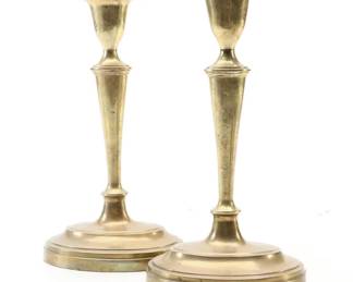 Pair of Neoclassical Style Bell Metal Candlesticks