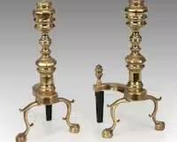 Federal Style Brass and Cast Iron Fireplace Andirons