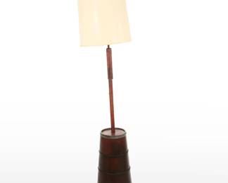 Painted Wood Butter Churn Adapted as Floor Lamp, Vintage