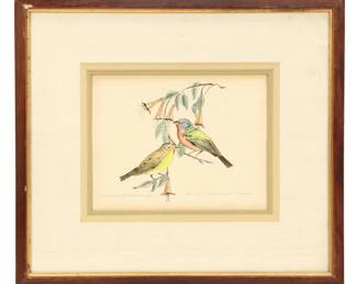 William E. Snowden, Jr. Colored Etching "Painted Buntings," 20th Century